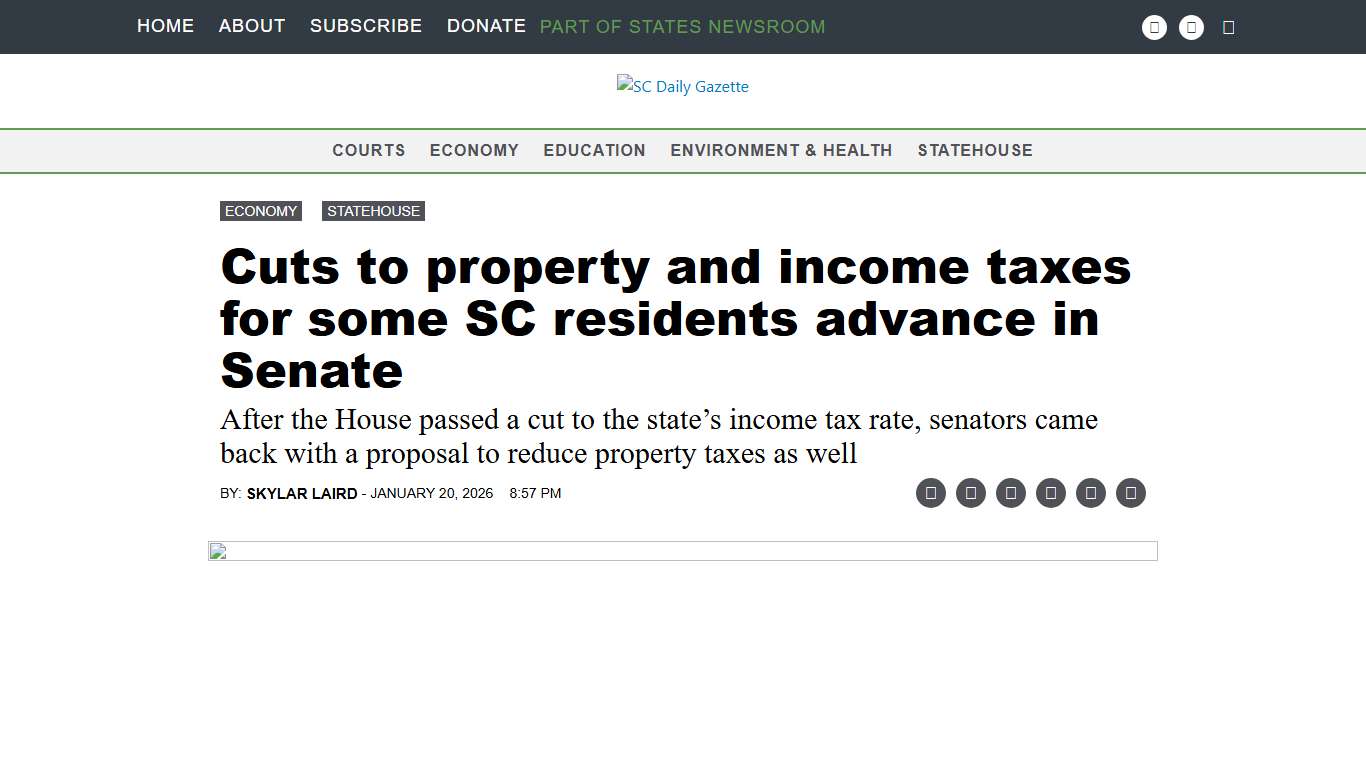 Cuts to property and income taxes for some SC residents advance in Senate • SC Daily Gazette